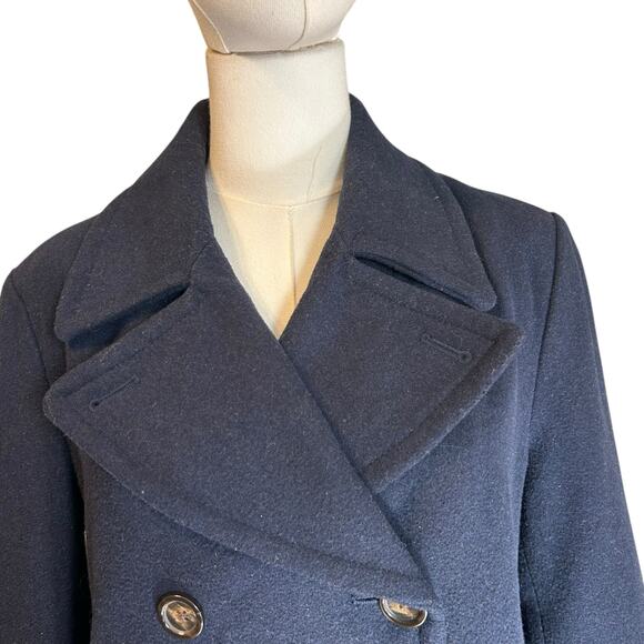 Pea Coat Old Navy Size Med Mid-Length Jacket Buttons Pockets Black Wool Blend - Picture 3 of 11